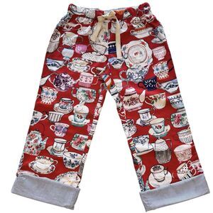 Anthropologie Lilka Drawstring Tea Time Flannel Sleep Pants Cuff Petite XS NEW